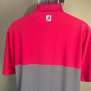 FootJoy FJ Men's pink and white striped s/s golf polo shirt Medium M EUC